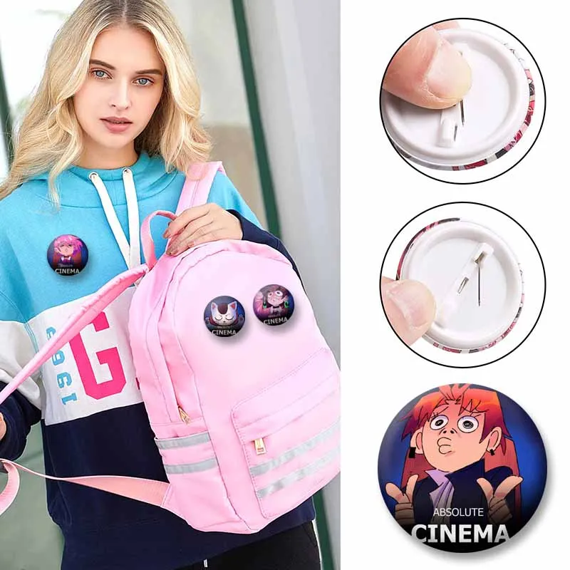 Funny Cartoon Cat Turbo Momo Aira Brooch Creative Clothes Backpack Decoration Anime Enamel Pin Dandadan Jewelry Badge Toys Gifts