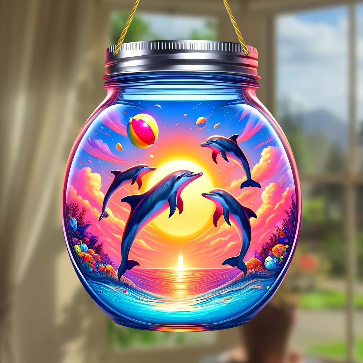 

Dolphin Sunset Acrylic,Art Deco Signs,Multipurpose,Suitable for Bedrooms,Living Room,Windows,Garden,Farmhouse Doors,Lovers Gifts