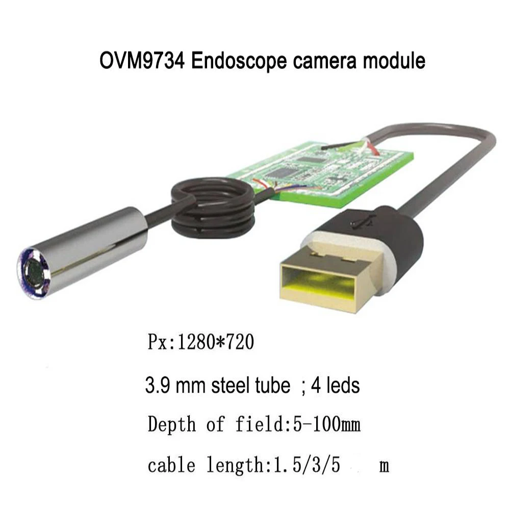 3.5mm  720P HD disposable flexible video endoscope camera module with USB output for bronchoscope cystoscope   5-100 DOF