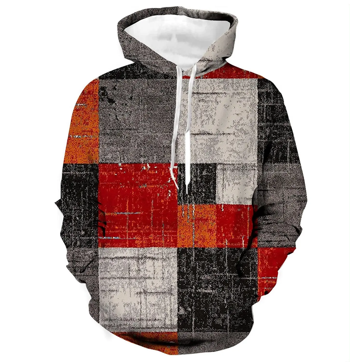 New Graphic Plaid Color Block 3D Hoodies Men's Sweatshirt Outdoor Long Sleeve Tracksuit Casual Sports Training Jogging Pullovers