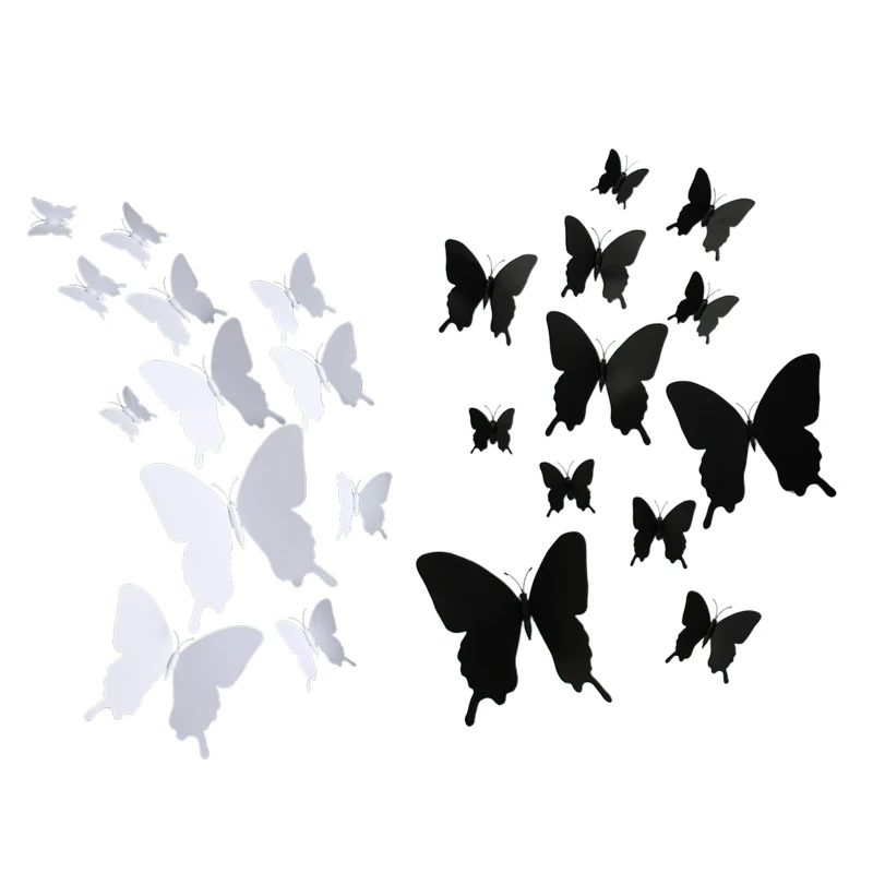 12Pcs PVC 3D DIY for butterfly Wall Stickers Removable Decals Paint Crafts for Baby Kids Room Wedding Party Home Fridge Art