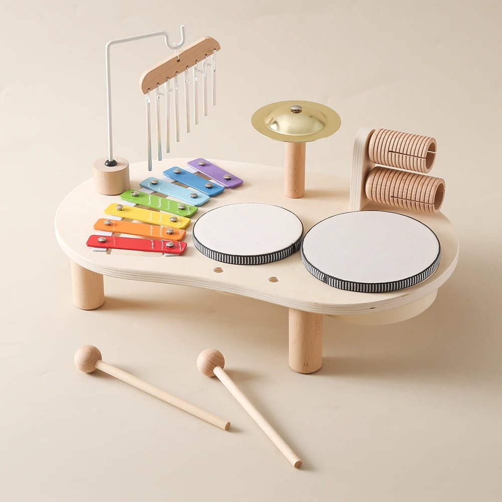 

Baby Aeolian Bells Rattle Montessori Educational Toys Children Musical Toys Kids Drum kit Music Table Wooden Musical Instruments