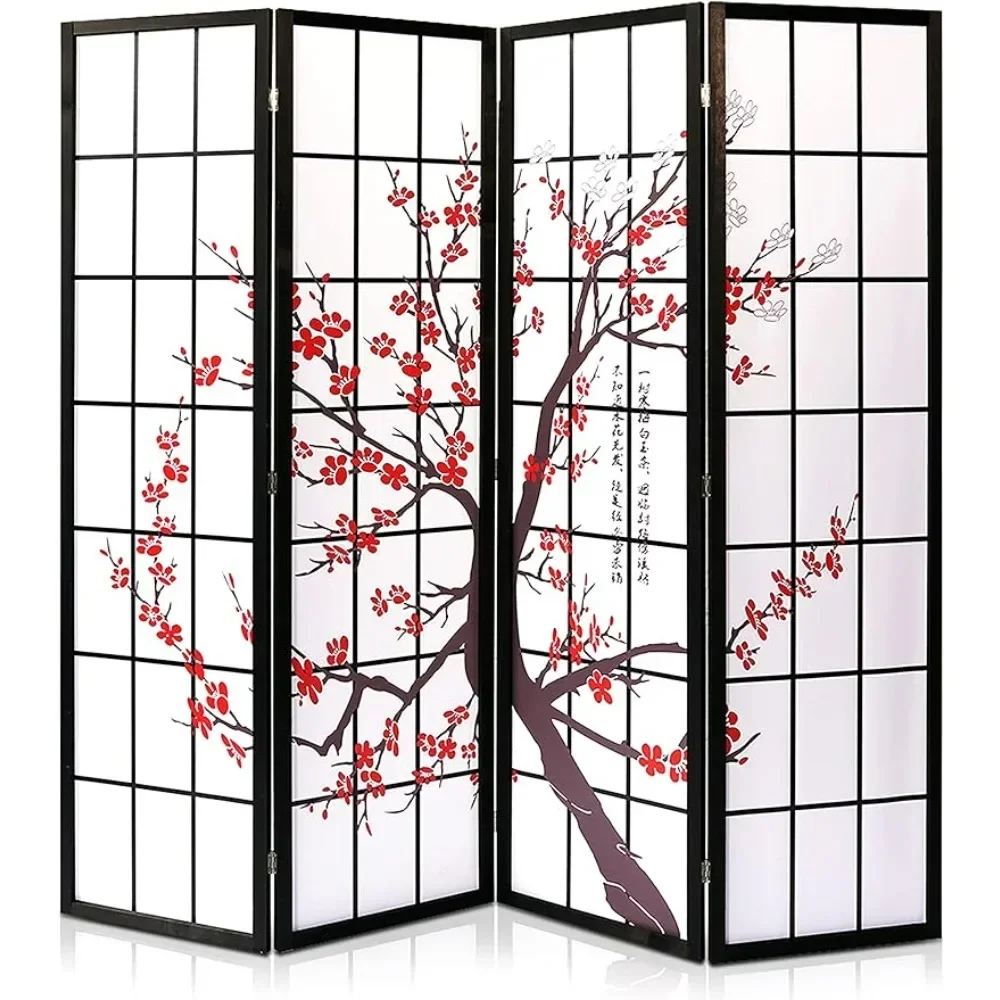 Partition Screen Divider Room Office Elegant Plum Blossom Design Soundproof Booth Partition Moving Dressing Area Folding Privacy