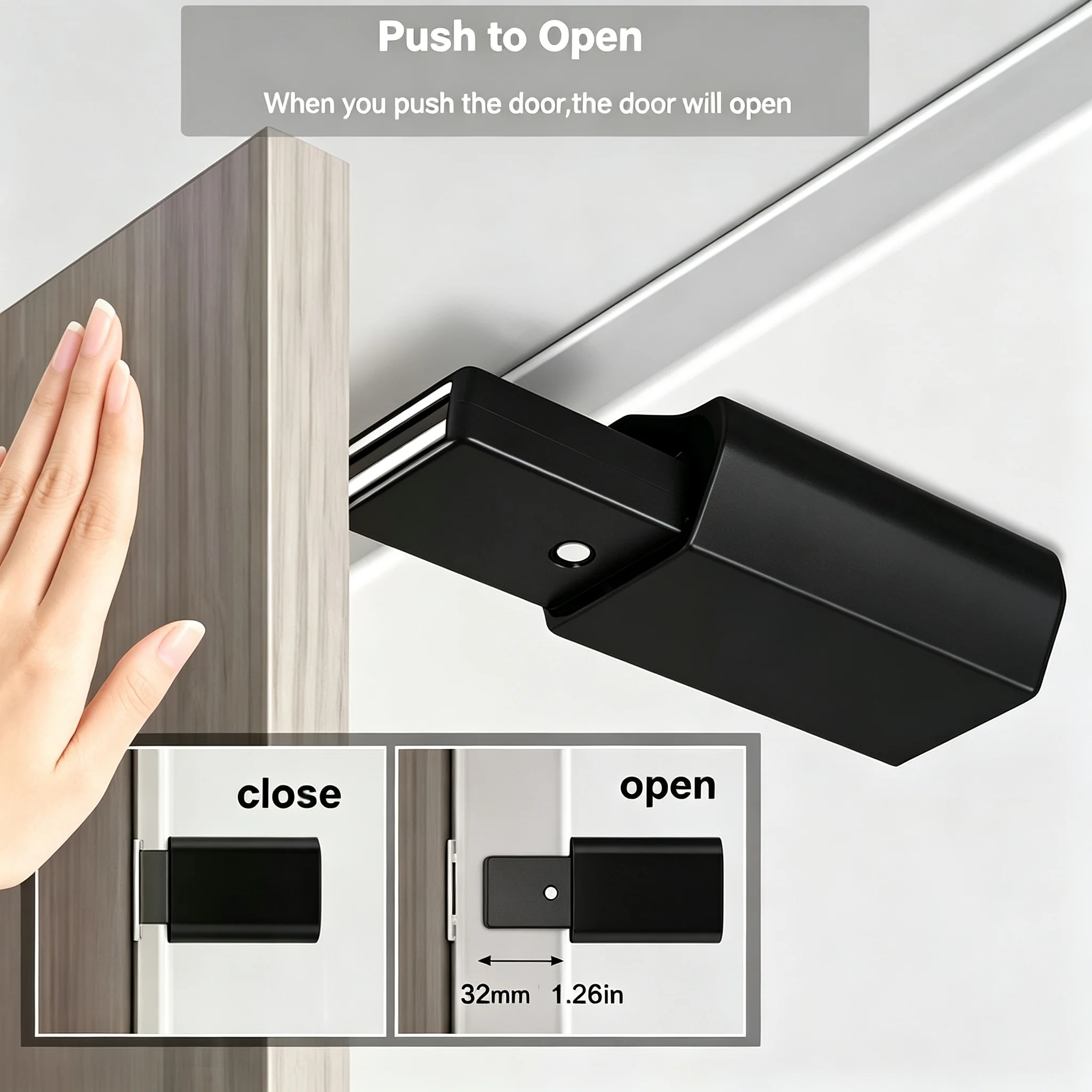 Heavy‑Duty Automatic Push‑to‑Open Latch Invisible Self‑Popping Cabinet Catch for Wardrobe Concealed Fire Interior Doors