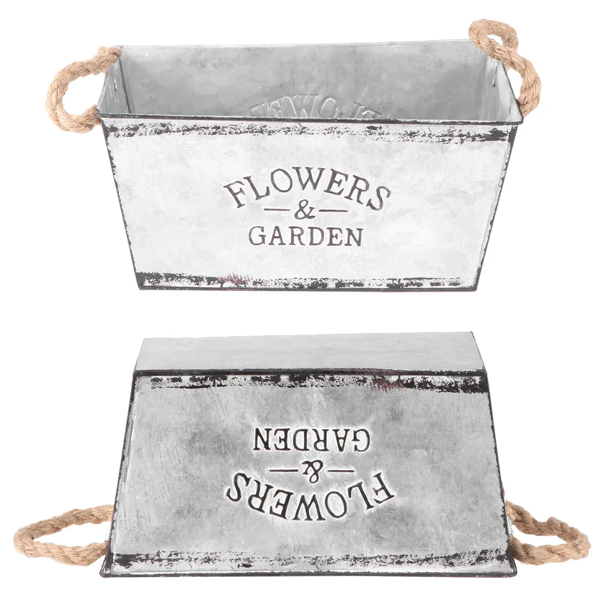 

Dry Flower Vase Bucket Iron Rope Durable Safe Home Flower Shop Decor Plant Holder Galvanized Tub Centerpiece Simple Design