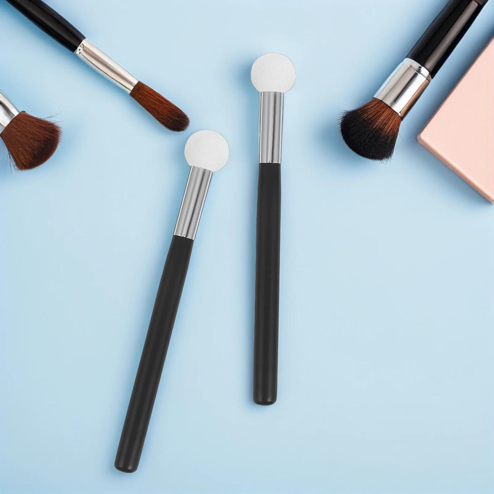 Aplicador de maquillaje de esponja, licuadora en forma de seta para base, corrector, mango de madera, cobertura de precisión, sin residuos, 10 Uds.