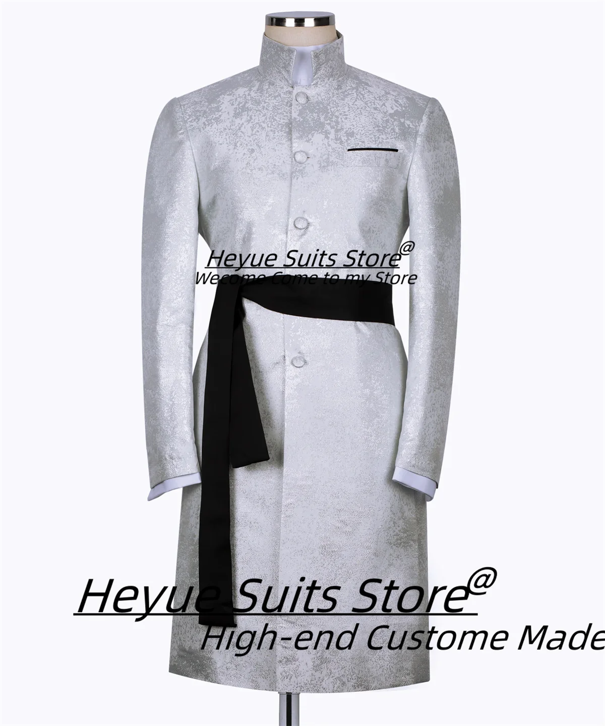 

Роскошные белые жаккардовые длинные свадебные смокинги для жениха, облегающие индивидуальные формальные комплекты из 2 предметов, мужские вечерние пиджаки, trajes para hombre