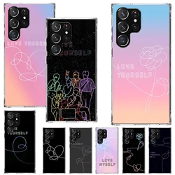 Love Yourself Flower Heart Line Kpop Phone Case For Samsung Galaxy S25 S24 S23 Ultra S22 Plus S21 S20 FE S10 + S25Ultra S24U Sof