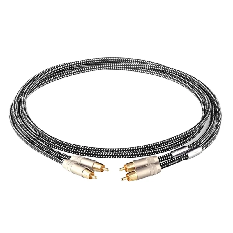 For RCA Audio Cable Audiophile Grade 6N Single Crystal Copper Two-to-two Hifi Audio Bile Power Amplifier Signal Cable
