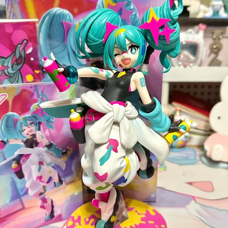 本物のフリュー初音ミクトリオ-try-itアニメフィギュアモデル落書き少女コレクションおもちゃ装飾子供クリスマスギフト