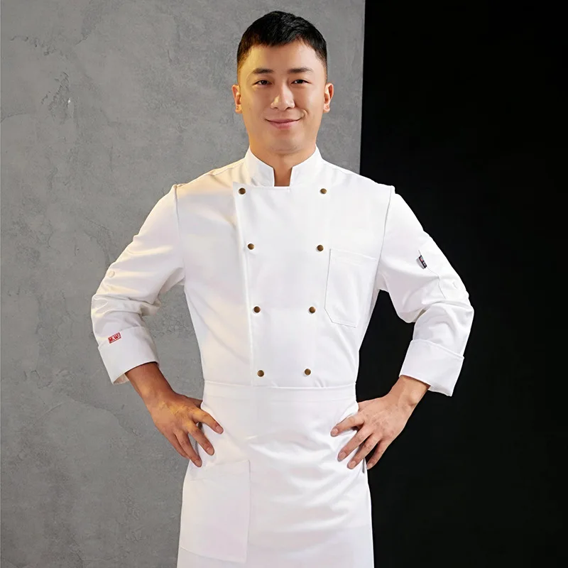 

Chef's workwear for men, autumn and winter, long-sleeved, suitable for hotels, restaurants, dining establishments, kitchens, and