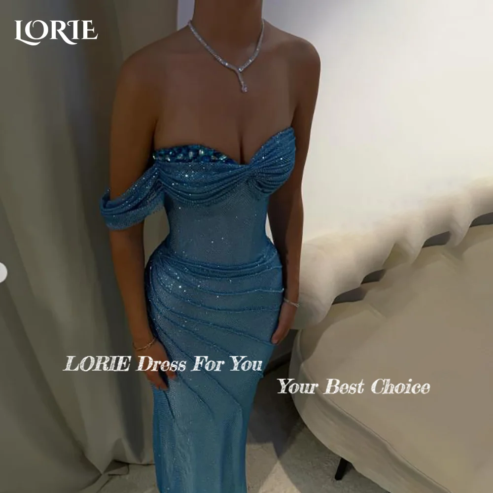 LORIE فستان سهرة عربي بكتف واحد ثنيات لامعة طول الأرض حورية البحر فساتين لحضور الحفلات الموسيقية ثنيات عربية للحفلات مخصصة 2026