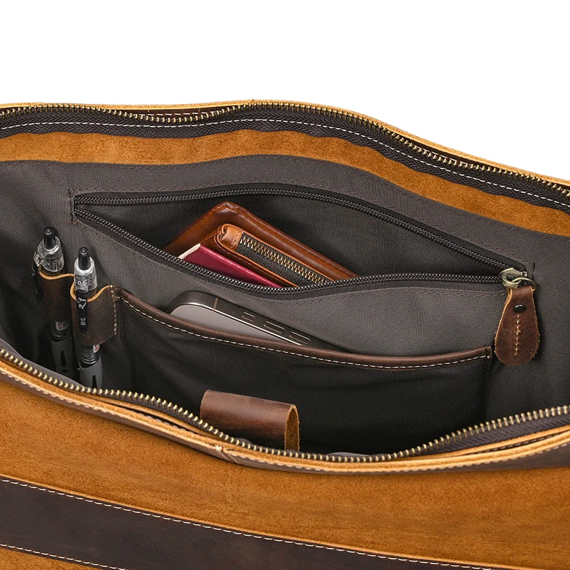 Vintage Style Men's Briefcase Backpack Leather Daypack For Men Male Travelling Bagpack Backpack Latop Bag 14" Laptop Bag 3 In 1