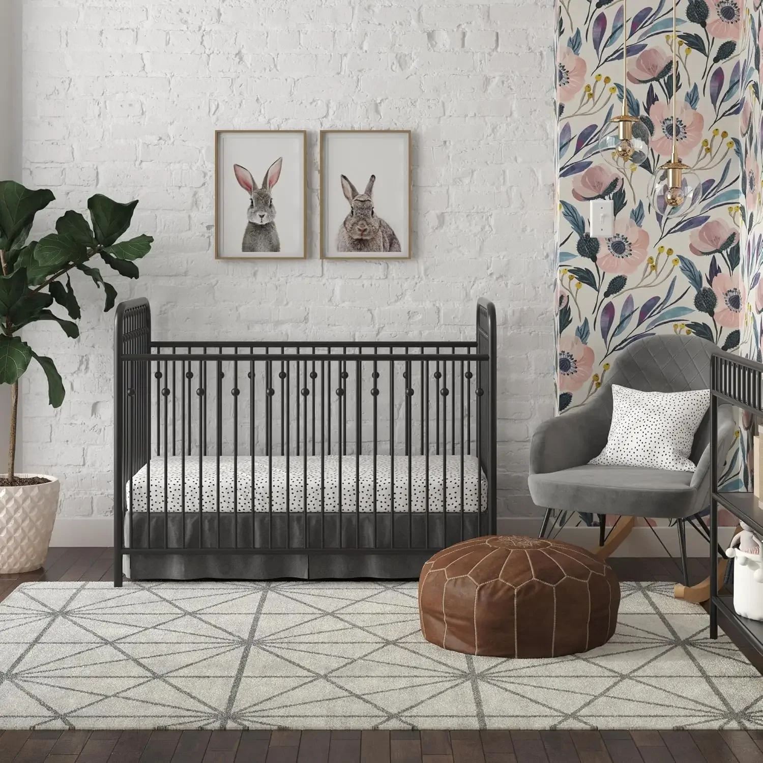 Little Seeds Monarch Hill Ivy Metal Baby Crib, Black