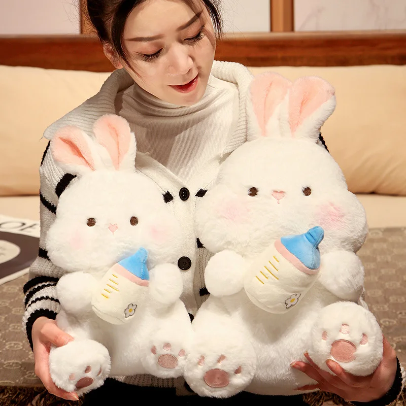 

35-65CM Kawaii Plush Bunny Toys Cute Rabbit with Milk Bottle Appease Dolls Nice Birthday Valentine's Gift for Children Girls