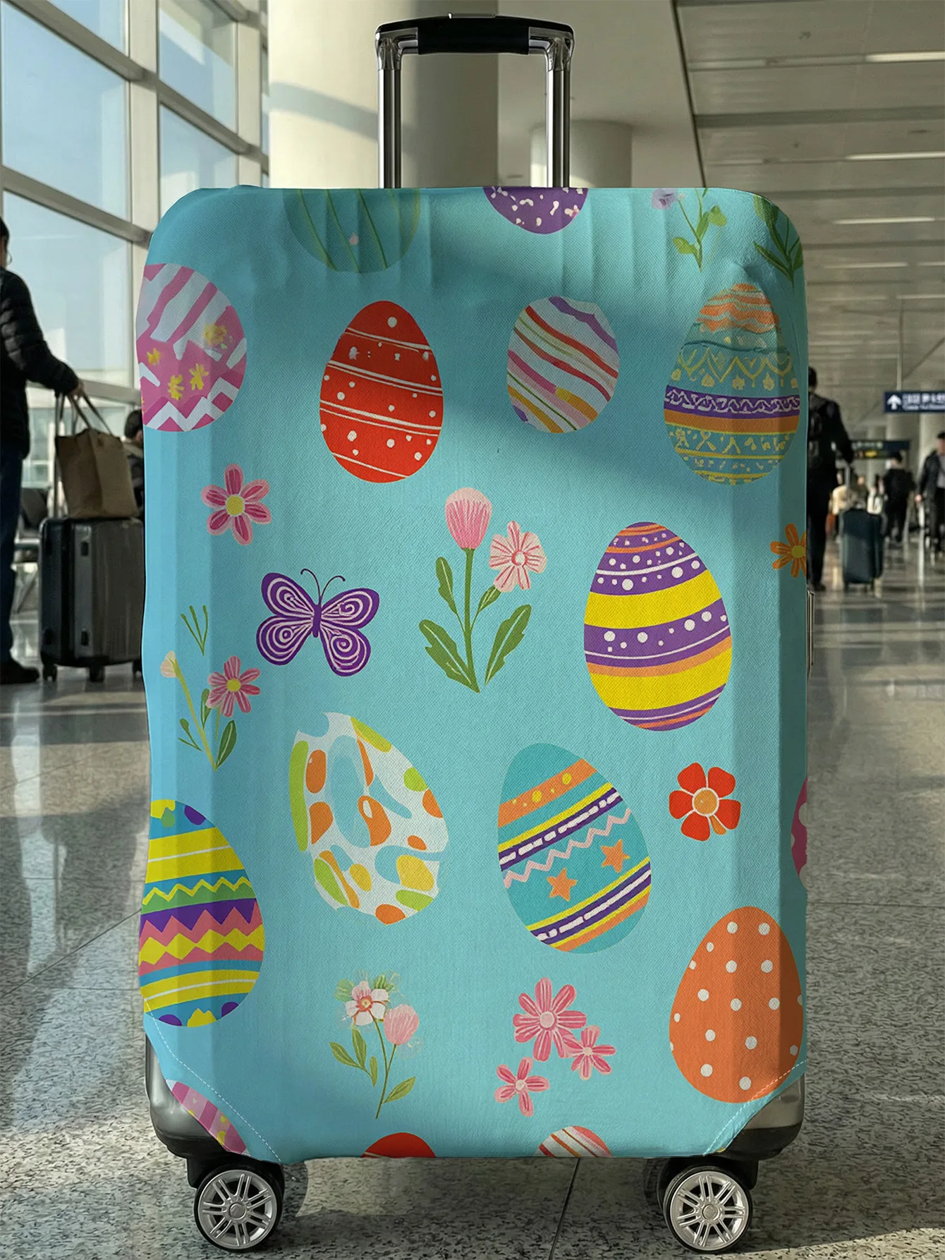 

Светло-голубой чехол для чемодана с пасхальным цветочным узором, подходит для чемоданов 18-32 дюймов, чехол на ручку чемодана, дорожные аксессуары