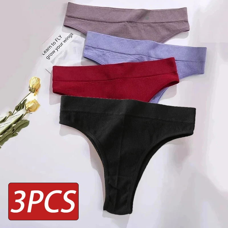 3PCS/Set High Waisted Seamless Women\'s Panties FINETOO Underwear Women Comfortable Female Underpants Solid Color Pantys Lingerie