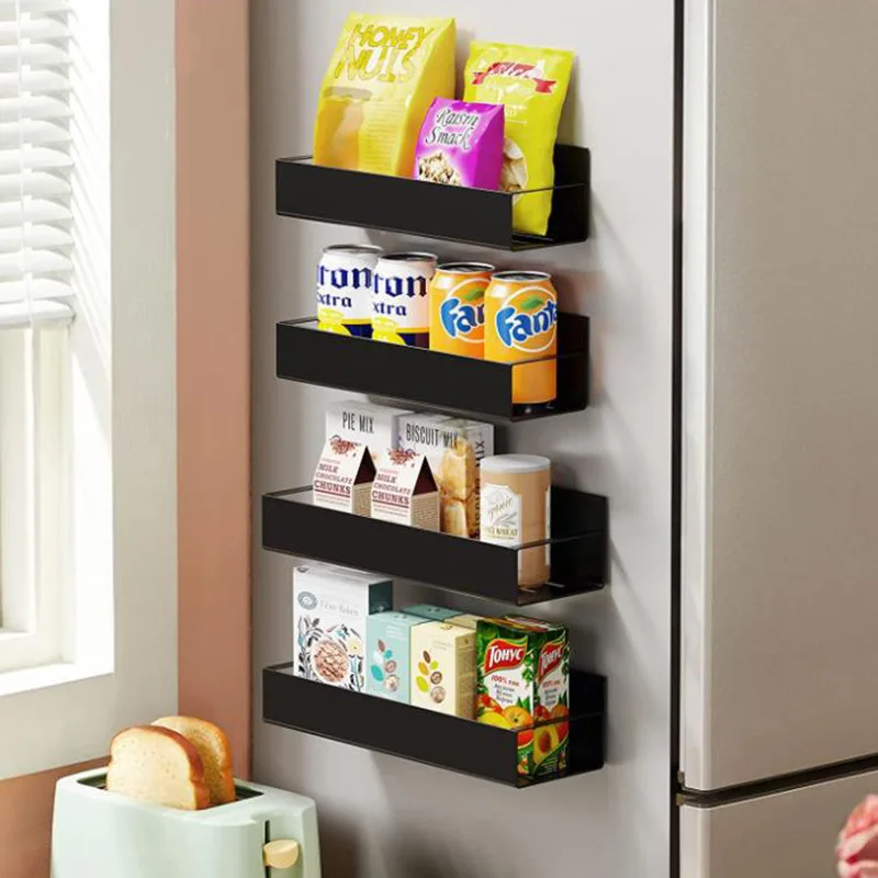 

Magnetic storage rack with hooks Household kitchen refrigerator washing machine side hanger multi-functional storage rack