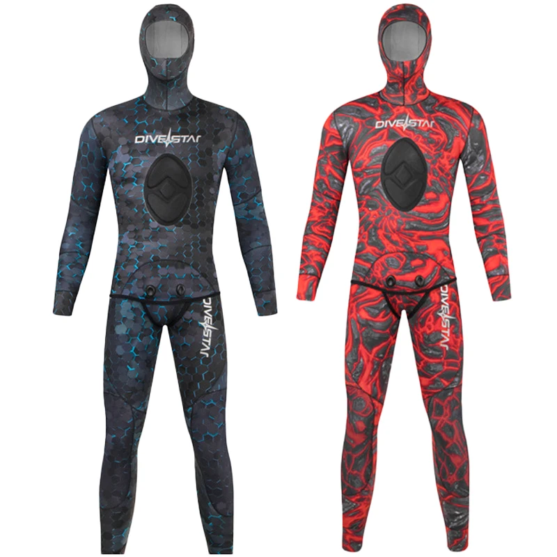 

Spearfishing Wetsuit Set Neoprene Premium Wetsuit Snorkeling Scuba Free Diving Suit Hunting Split Camouflage Hooded Wetsuit