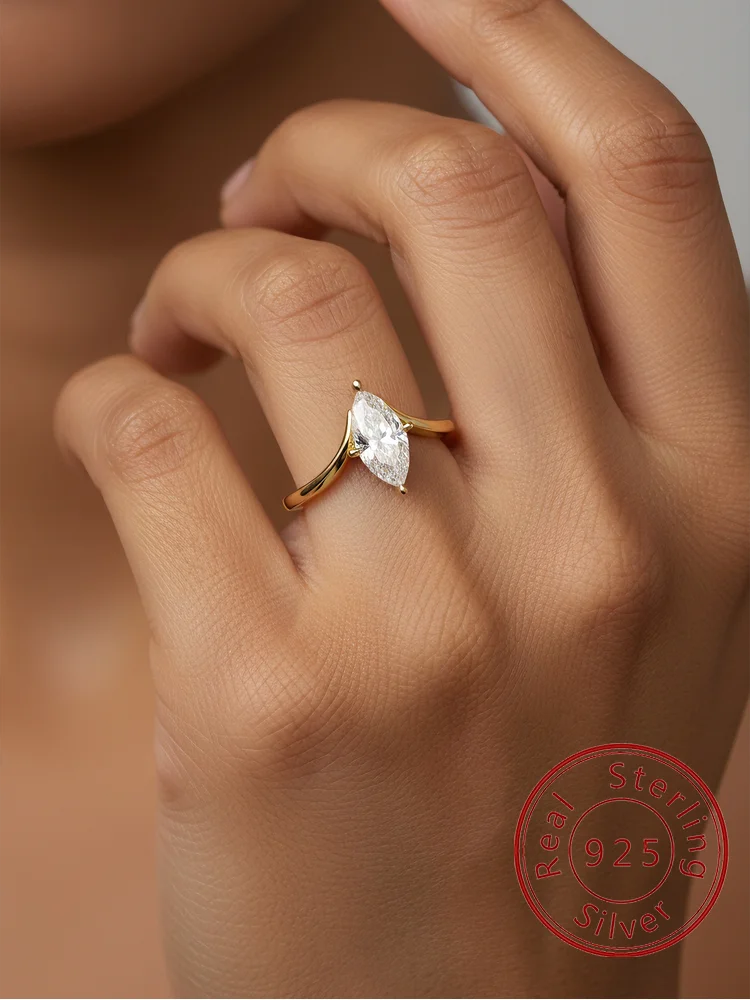 925er Sterlingsilber, modischer, wunderschöner Marquise-Zirkon-Ring für Frauen, Verlobung, Hochzeit, luxuriöser, hochwertiger edler Schmuck
