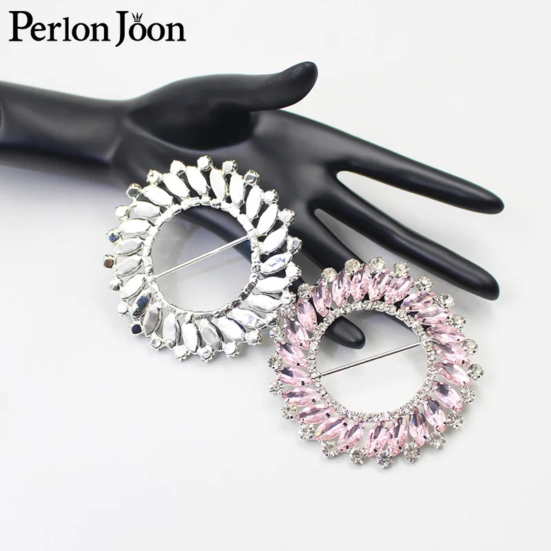 2pcs/lot 8cm(inner4cm) DIY shoes bags belts Decorative Metal Buckles Multiple Colors crystal Round Rhinestone Buckle KT035