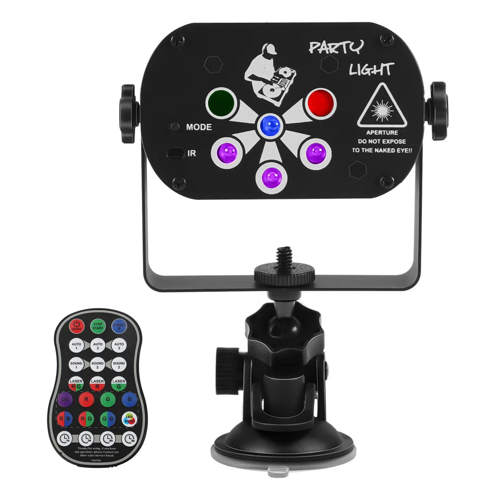 Remote Control Mini 6 Hole UV Laser Light Strobe Voice Control Projection Ambient Light KTV Party Stage Light