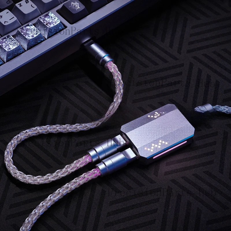 Customized luminous hollow RGB single crystal copper one to two aviation plug-in cable dual 8K magnetic axis keyboard luminous