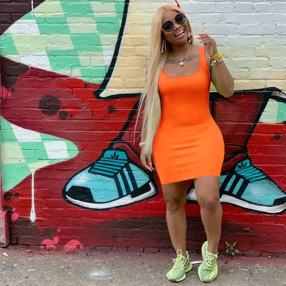 فستان نسائي كاجوال أحادي اللون ، صيف ، جديد ، حزام