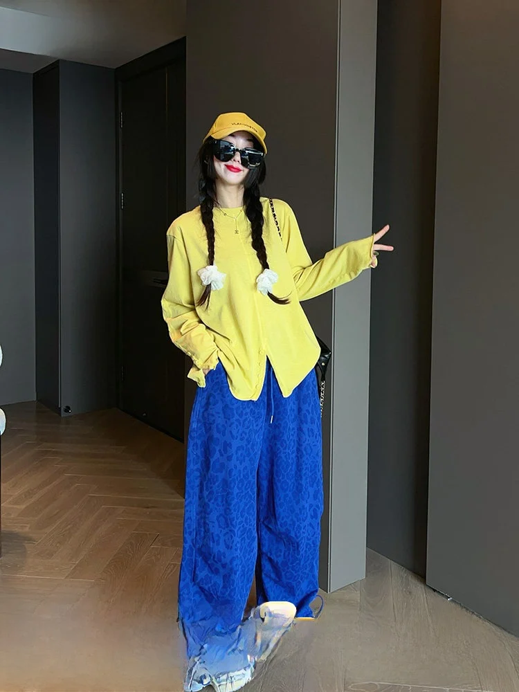 

Slimming Faionable Casual Pants Women's Spring Summer 2025 Loose Straight Leg Wide Leg Pants Long l Waist