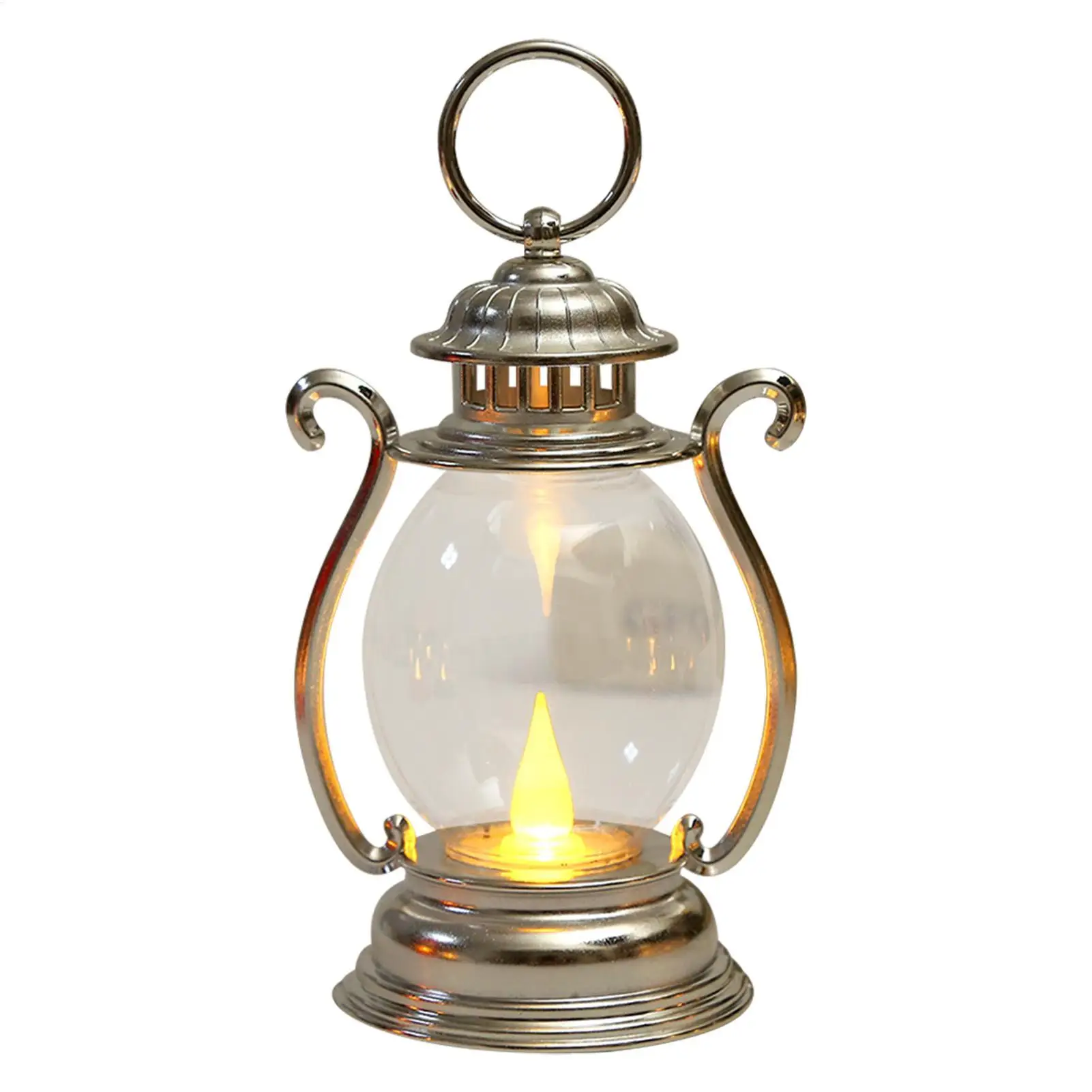Vintage Hanging Lantern With Flame Effect Reusable LED Lantern Portable Camping Lamp Decorative Light For Indoor Outdoor
