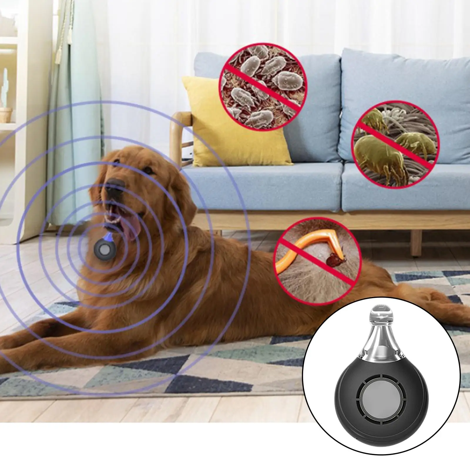 

Ultrasonic Pest Repeller Pets Dog Louse Bugs Flea Repellent Necklace