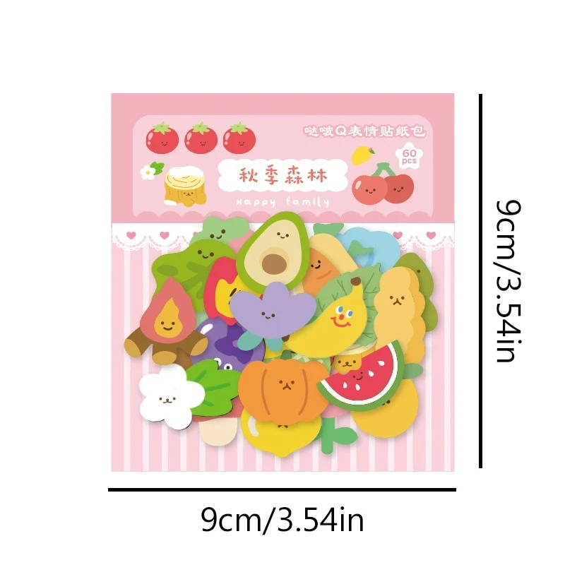 60Pcs Cute Cartoon Stickers Transparent PVC Waterproof Sticker Laptop Scrapbooking Stationery DIY Decoration Decals