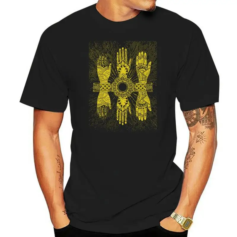 Mens MYSTIC HANDS Shirt Sacred Geometry Psychedelic Tattoo Style T-Shirt 100% cotton t shirt men women tee