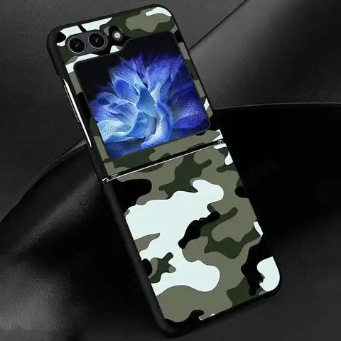 Camouflage Pattern Back Phone Cover Funda Case for Samsung Galaxy Flip7 FE Flip5 Flip3 Flip6 Flip4 Z Flip 7 6 5 4 3