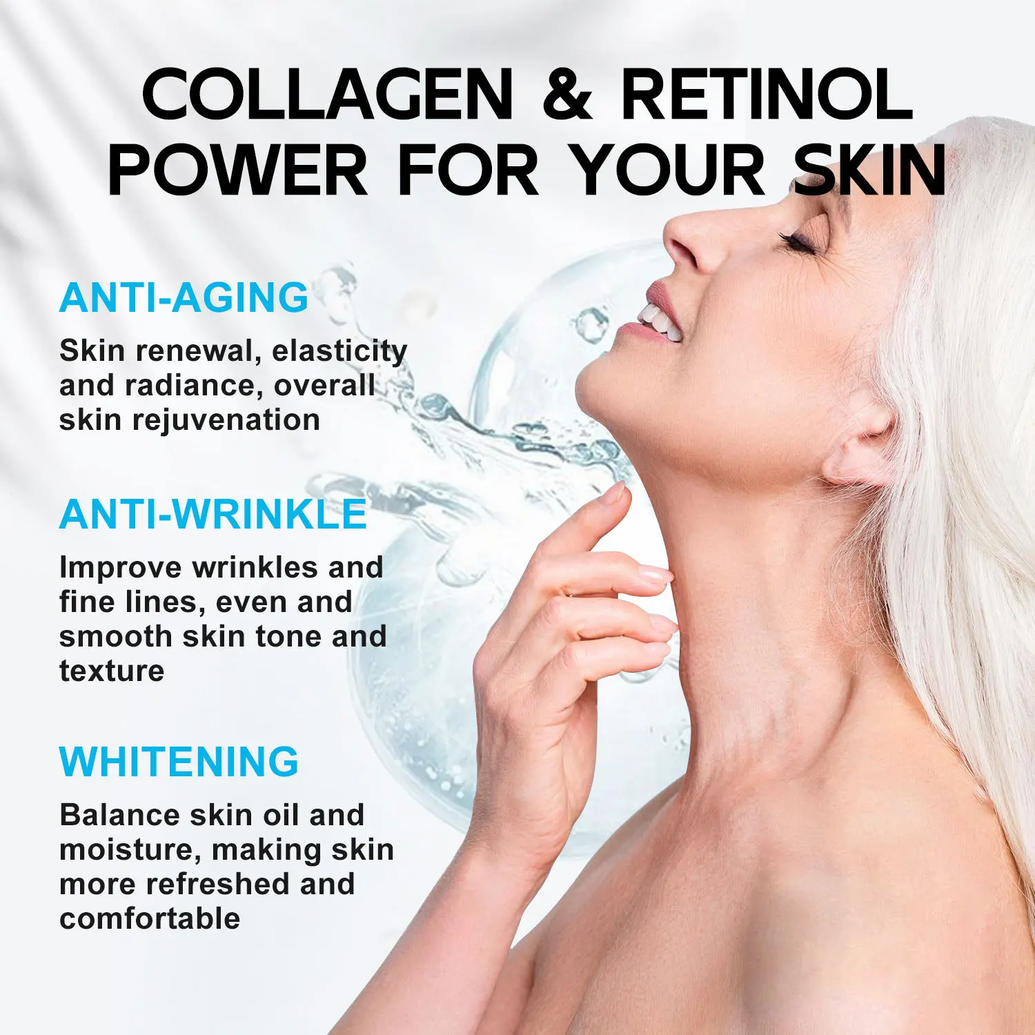 Collagen Retinol Nicotinamide Anti-aging Anti-wrinkle Whitenging Fine Lines and Wrinkles and Reduce Appearance of Dark Spots