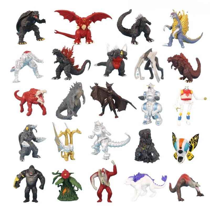 New Trendy Cute Cartoon Gift Box Dolls 24 Godzilla Anime Models Figurines Boxed Desktop Ornaments Holiday Gifts - view 3