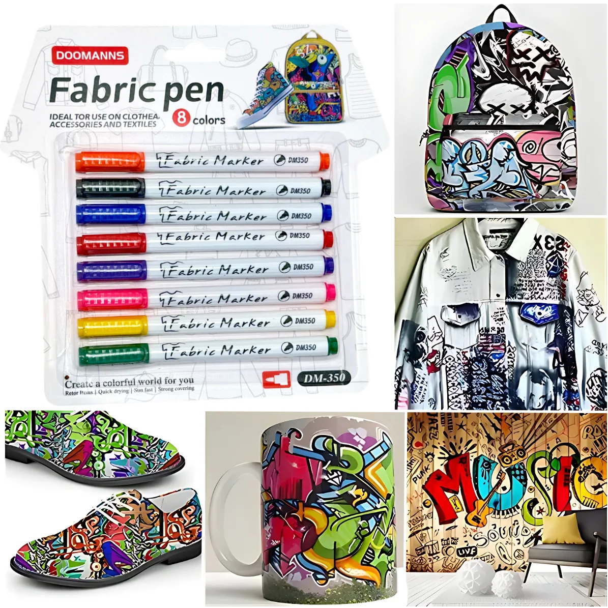 4/8/12 Random Colors Waterproof Fabric Marker Pens Set for DIY Art, Graffiti, Textile Projects - Ideal for T-Shirts, Shoes, Wood