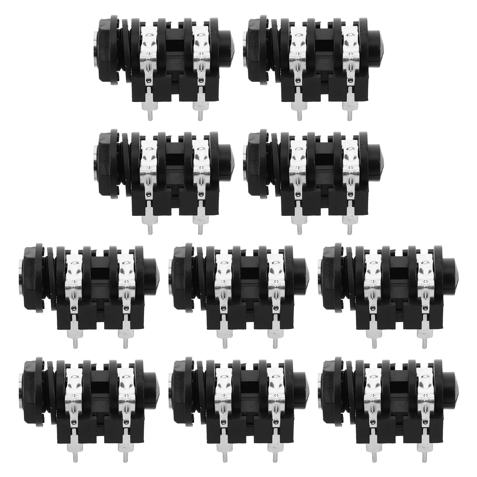 

10Pcs Audio Jack Socket 6.35mm Metal 4-Pin Mono Microphone Plug Adapter Panel Mount Guitar Input Output Connector for Pedal