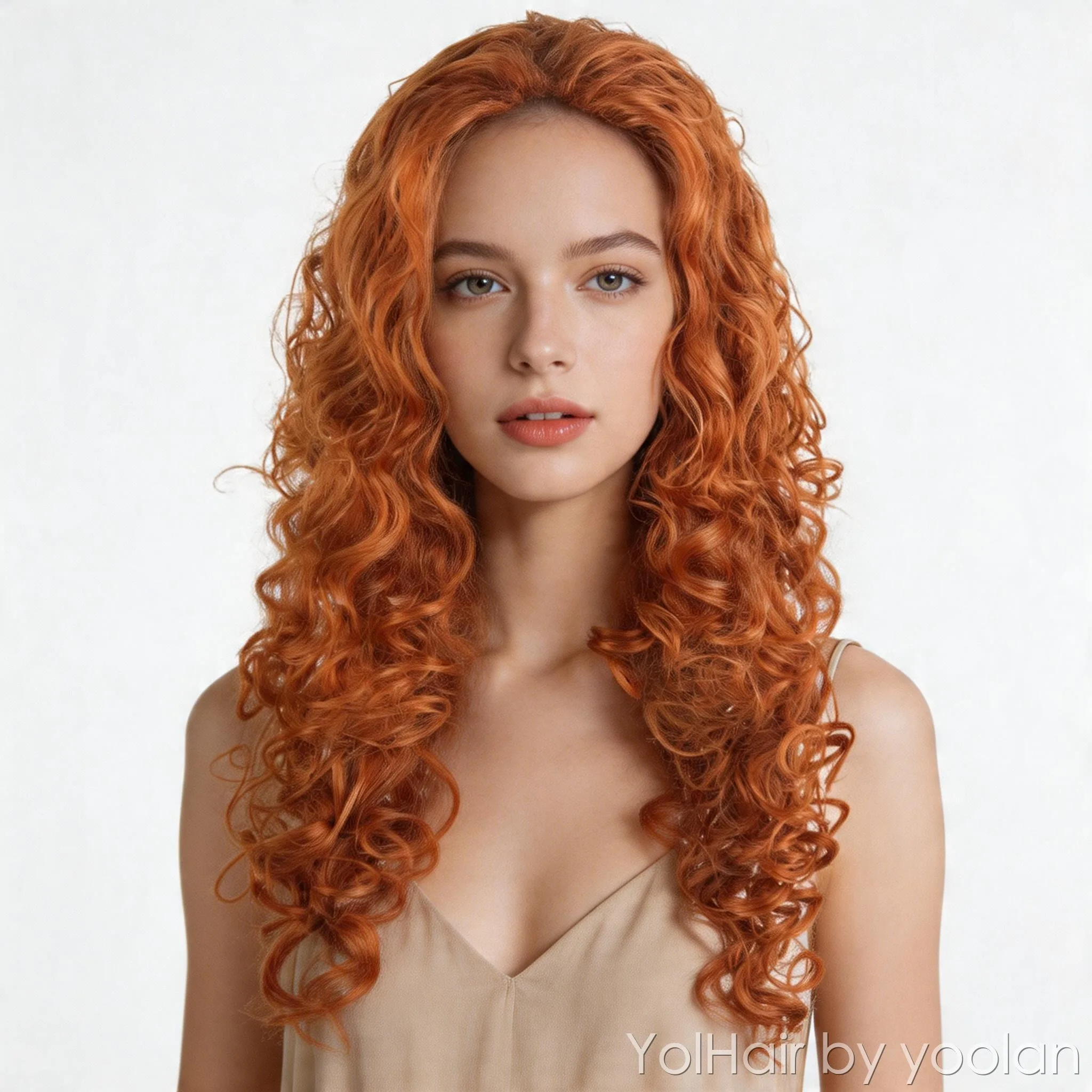 Long Ginger Orange Curly Synthetic Wig for Women Heat Resistant Cosplay Party Wig