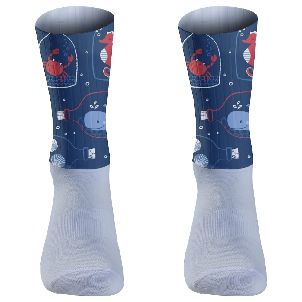 Chaussettes de cyclisme pour hommes et femmes, jour de l'océan, affiche de la fréquence de l'eau, bas fantaisie, cadeau de printemps, été, automne, hiver