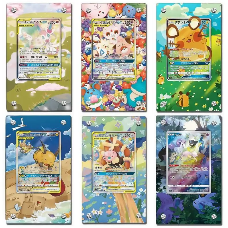 Pokemon Sylveon Card Brick Mewtwo Deoxys Togepi Raichu PTCG Diy Acrylic Action Toy Figures Anime Game Collection Display Rack