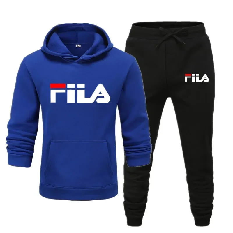 A new men's Spring and Autumn 2025 pullover hoodie + sweatpants two-piece fitness, fashion and casual jogging set