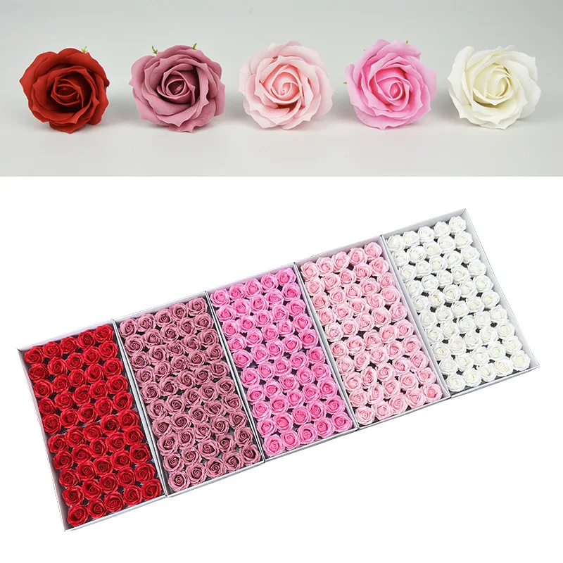 5.5x7cm 4layer 5/50pcs Curve Rose head Soap flower DIY floral gift for Birthday Valentine wedding Xmas new year home party favor