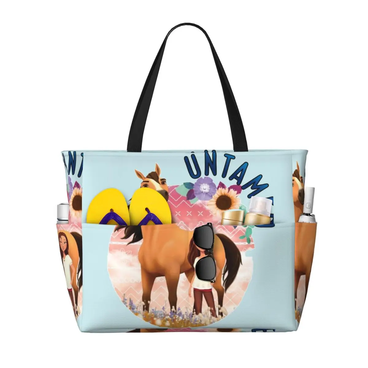 

Untamed Spirit Riding Free 1 Beach Tote Bag Sport Gym Yoga Duffle Large Tote Bag Women Travel Bag Fitness bag