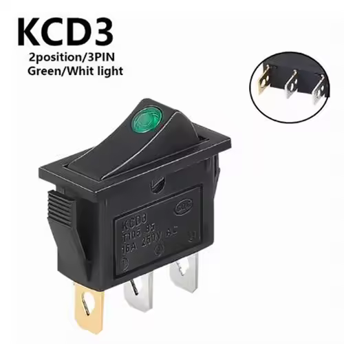 1PCS KCD3 Rocker Switch ON-OFF ON-OFF-ON 2 Position 3Pins Electrical equipment With Light Power Switch 16A 250V / 20A 125V AC - Image 16