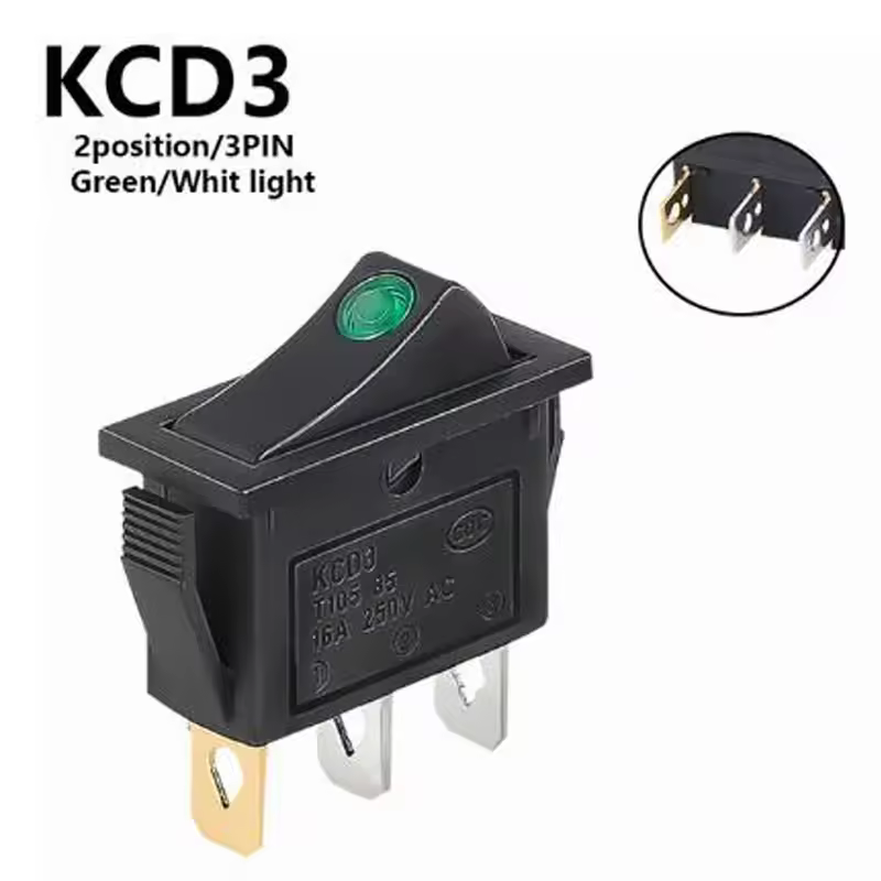 1PCS KCD3 Rocker Switch ON-OFF ON-OFF-ON 2 Position 3Pins Electrical equipment With Light Power Switch 16A 250V / 20A 125V AC - Image 16