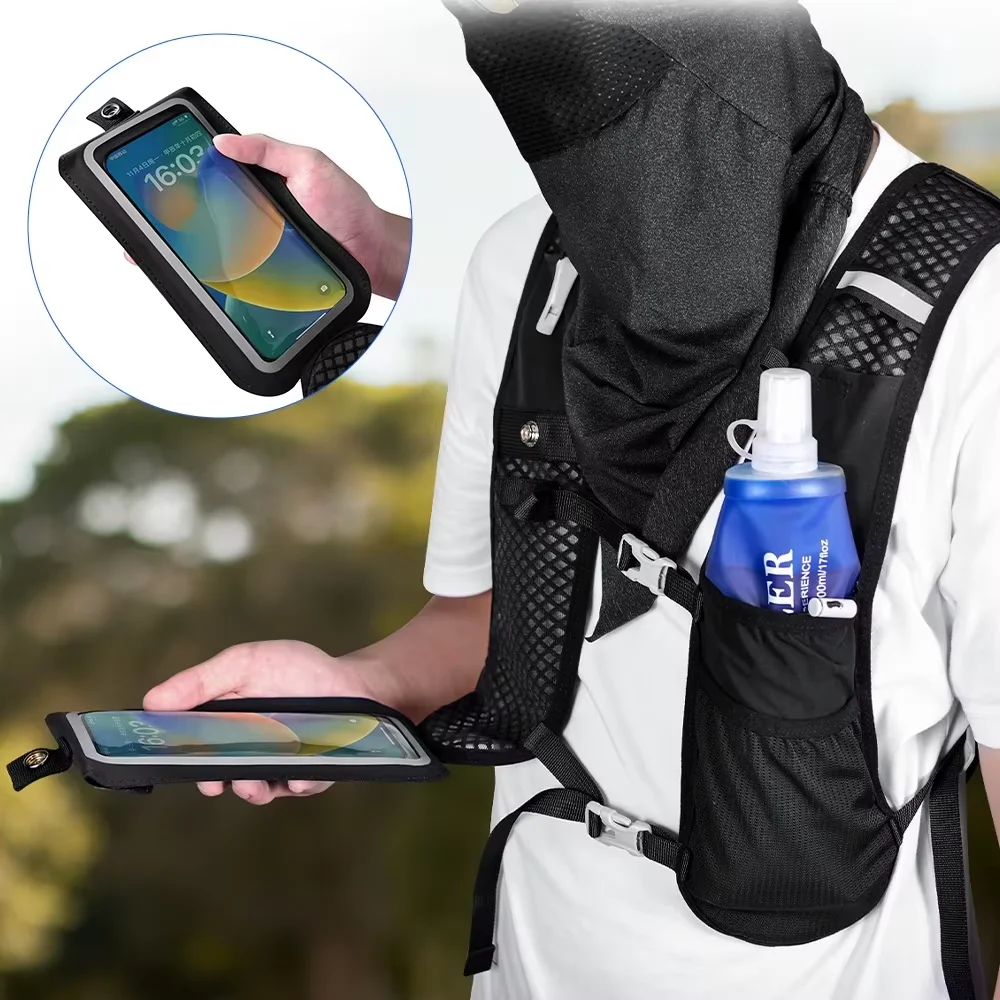 NEWBOLER Running Vest For Lightweight Breathable Hydration Adjustable Reflective Run Vest with Pockets For Trail Running Hiking