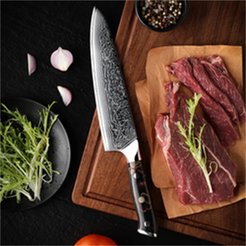 

Sharp Kitchen Knives 10Cr15CoMoV 67 Layer Damascus Steel Blade Chefs Cleaver Slicing Knife Professional Cutlery Cooking Tools