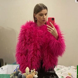 Candy Colorful Elegant Fuzzy Faux Fur Coat Women 2024 Winter Fashion Shaggy Fluffy Sheep Fur Jacket Festival Fur Coats