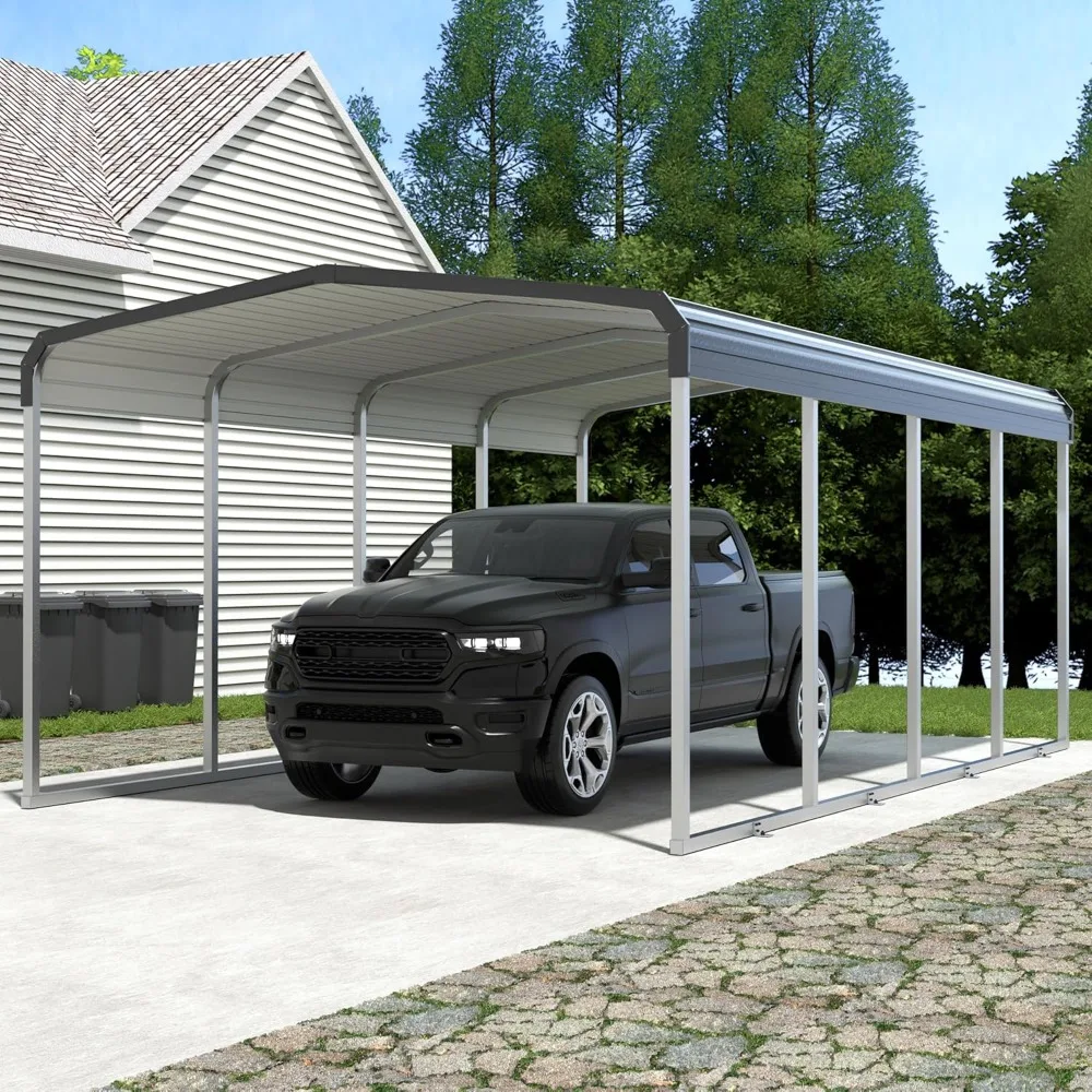 12x20 FT Metal Carport, Carport Canopy with Galvanized Steel Frame and Roof, Outdoor Storage Shed, Car Tent Garage Shelter, Grey